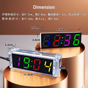 Colorful Digital Clock Making Kit DIY Electronic Kit Alarm Clock Fun Soldering Assembly Transparent Shell