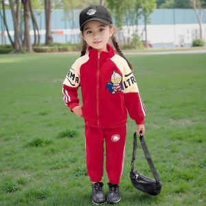 Girls Cerezo Ultraman Cotton Casual Sportswear Glowing Two-Piece Set Spring Autumn New Style Baby Pure Cotton Leisure Sports