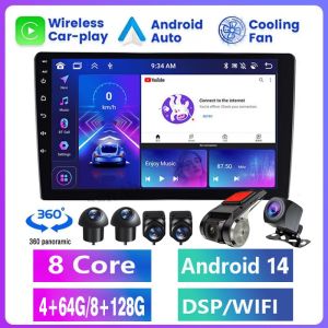 【Cooling System Cooling Fan】8G+128G Android Headunit Car Radio Car Android Player Wireless CarPlay 2Din 9/10inch Car Multi-Media Player GPS Navigation 360 Camera Dashcam