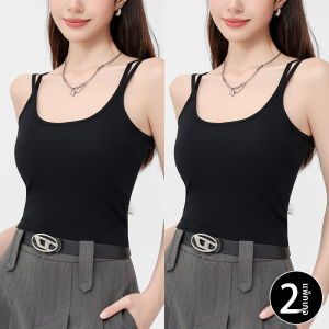 MiiOW | เสื้อกั๊กสายเดี่ยวแบบมีโครงสำหรับผู้หญิง สายรัดคู่ สายรัดแบบไขว้ เซ็กซี่ ดูดีเมื่อสวมใส่ด้านนอก ไม่ต้องใส่ชุดชั้นใน