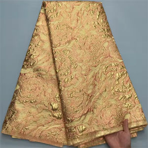 Nigeria Brocade Jacquard Fabric High Quality Damask Lace Gilding African Lace Fabric French Luxury Lace For Women Gown S4146