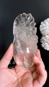 【现货】 💰白水晶共生黄胶花狐仙摆件13cm高｜招财转运 × 灵性守护 × 缘分桃花｜Clear Quartz with Yellow Resin Flower Fox Fairy｜Wealth • Protection