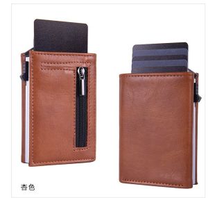 Aluminum Alloy RFID Blocking Wallet Mens Pop-Up Side Push Large Capacity Fashion Card Box Small Money Clip Leather Goods