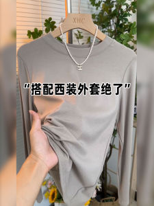 สลิมฟิต แขนยาว คอกลม เสื้อยืดผู้หญิงชุดชั้นในสไตล์พื้นฐานเสื้อ ยืดได้ ด้าย ฤดูใบไม้ร่วง สินค้าใหม่สีบริสุทธิ์ เสื้อท่อนบน