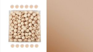 1set Bola Kayu Manik Kayu Natural Manik Manik Kayu Bulet Manik Kayu Bulat