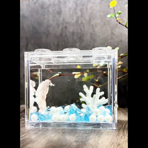 【NANKO】 Small Lego Betta Tank Acrylic Fish Aquarium Ocean micro landscape decoration fish bowl Building Block