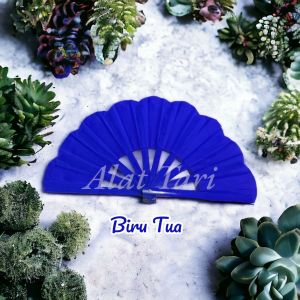 Kipas Tari Keprak Kain Gelombang Warna Bambu Selaras Dengan Warna Kain