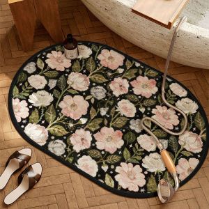 VIKAMA Minimalist French Bathroom Mat Absorbent Quick Drying Anti Slip Carpet Shower Mat Home Decoration