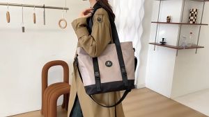 Jolex High-end Large Capacity Contrast Color Casual Nylon Cloth Commuting Tote Bag Simple Versatile Shoulder Bag Advanced Messenger Bag 1681