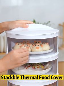 3/4/5 Layer Food Storage Cover Multilayer Sliding Door Dish Cover Insulation Food Cover Anti-flies Household Food Warm Keeper storage Transparent Stackable Dish Cover