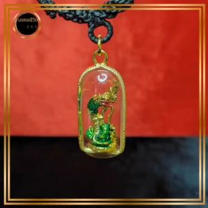 จี้เหลี่ยมกรอบหวาย พระพญานาคราช พร้อมสร้อยคอปรับขนาดได้ กรอบกันน้ำ ผ่านพิธีแล้ว พญาพญานาคราช