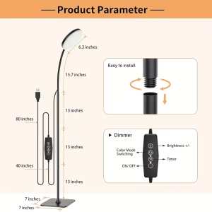 LED Floor Lamp Adjustable Reading Light with Flexible Gooseneck Dimmable Table Floor Standing Task Light for Indoor Room Study