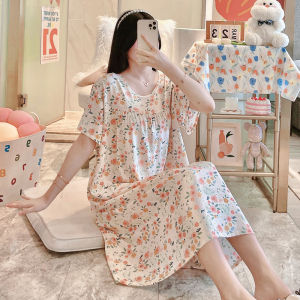 KASIHAN | Womens Maternity Oversized Short Sleeve Summer Long Silk Sleep Dress