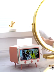 Kotak Tissue Box Organizer Bentuk TV Tempat Tisu + Stand Phone Holder Imported Quality