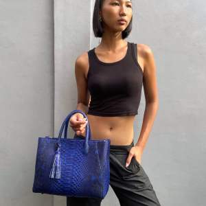 Webe tote in natural exotic leather