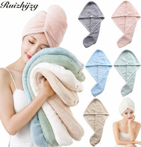 Ruizhijzg Ready Stock Reusable Cotton Microfiber Shower Cap Women Quick drying Microfiber Hair Drying Towels Fast Drying Long Hair Wrap Absorbent Twist Turban Headh