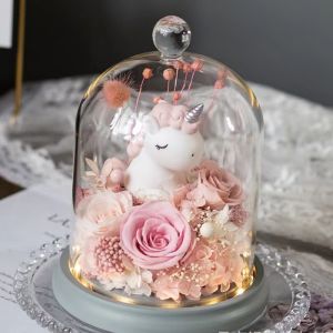 ดอกกุหลาบยูนิคอร์นที่ทำจากดอกไม้แห้งสด ของขวัญวันเกิด ของขวัญวันคริสตมาส ของขวัญการขอโทษสำหรับเพื่อนรักและแฟนสาว