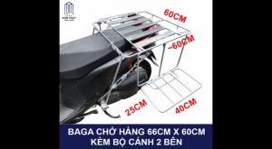 Baga Chở Hàng 66 cm x 60 cm Lớn Kèm Bộ Cánh Đặc Nam Phát Ba ga Sắt Đặc Chở Đồ Trở Hàng Paga Bara 3ga Cho Hang 66cm 60cm