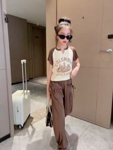 ZANRA เสื้อผ้าเด็กแฟชั่น ชุดเด็กหญิง ชุดกีฬาเด็กแขนสั้น เซ็ตสองชิ้นกางเกงลำลอง ผ้าดีและนิ่มสุดๆ