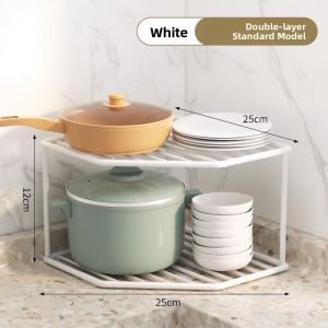 Multi-layer Kitchen Storage Rack Home Multi-functional Cabinet under Sink Pot Holder Stove Layered Pot Stand Organizer