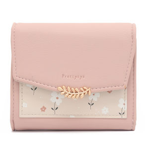 Women Purse Print Flower Short Wallet Zipper Small Coin Purse Ladies Wallet PU Leather Card Holder