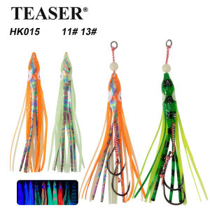 TEASER 5PCS HK015  High Carbon Steel Hook Double Assist Snapper Silicon Squid Skirts Metal Jig Head Slow Pitch Jig Fishing Hook