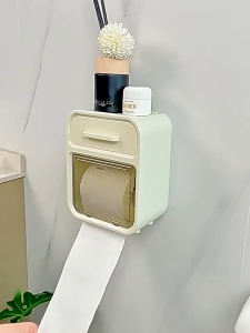 Wall Mounted Toilet Paper Holder Bathroom Waterproof Toilet Rack Tissue Box Tissue Holder with Cover
