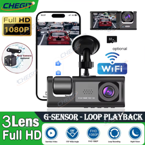 1080P Video Recorder WIFI Car DVR 2lens Front Rear View Camera Night Vision Car Accessories 3Camera Dash Cam For Car Camera