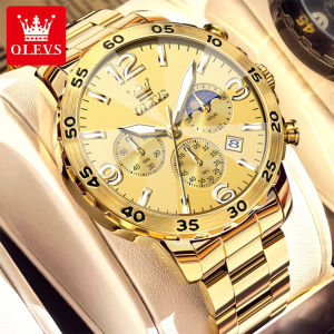 OLEVS Watch For Mans Original Branded Waterproof 2025 New Style Business Fashion Stainless Steel Chronograph Calendar Luminous Quartz Watch