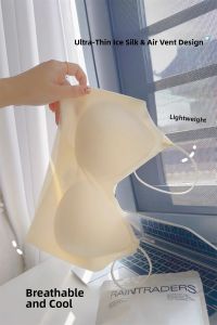 Ice Silk Seamless Womens Bra Wireless Strap Thin Cup Vest Style Comfortable Underwear for Big Breasts Making Small Breasts Look Bigger