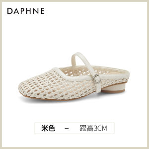 Daphne Mary Jane Flat Womens Shoes Summer New Style Water Diamond Buckle Crystal Soft Bottom Bean Single Shoes Casual Mesh
