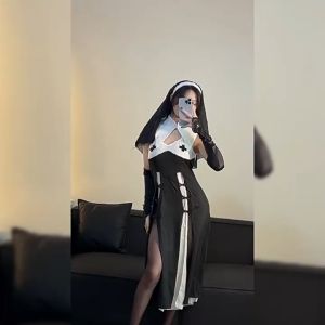 MIMI SHOP ชุดคอสเพลย์ ชุดแม่ชี ชุดนอนแม่ชี ❤️ มีไซต์ M-L นน.40-100 kg. กระโปรงผ่าข้าง พร้อมจัดส่ง M-1152