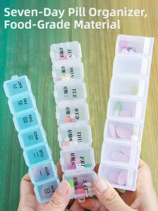 Detachable Portable 7-Day Weekly Pill Box Small 3 Compartment Organizer for Morning Afternoon Evening Medicine Tablets Capsules