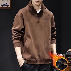 Áo Sweater Nam Mẫu Mới Có Lót Lông Cừu 2025 Thu Đông