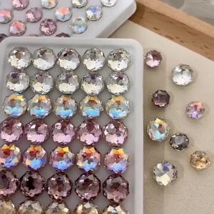 YYM 10PCS Star Diamond Flower Nail Rhinestones Set - Pha Lê Thủy Tinh Màu Hồng Sâm Panh Trắng Để Trang Trí Móng Tay Lấp Lánh
