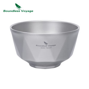 Boundless Voyage Titanium Double Walled Bowl Travel Tableware for Rice Soup Oatmeal Yogurt Serving Bowl 1pc