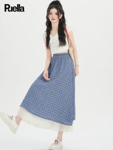 puella | Summer Lace and Plaid High-Waisted A-Line Skirt