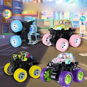 Childrens graffiti inertia four-wheel drive stunt rotating off-road vehicle simulation rolling off-road vehicle model