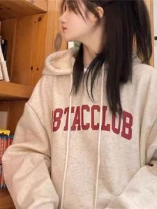 หลวม ผู้หญิง เสื้อฮู้ด ฤดูใบไม้ผลิ ฤดูใบไม้ร่วง แบรนด์แฟชั่นขี้เกียจเกาหลีสไตล์บาง เสื้อแจ็คเก็ต ใส่สบาย ผ้าฝ้าย เสื้อสเว็ตเชิ้ต แขนยาว