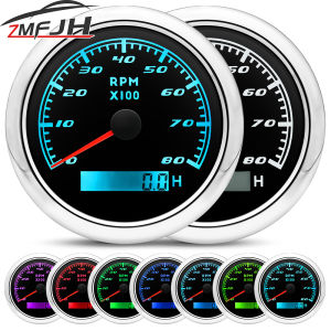 85mm Car Boat Tachometer Gauge 3000/4000/6000/7000/8000RPM Tacho Meter Gauge With Hourmeter Waterproof 7 Color Backlight 12V 24V