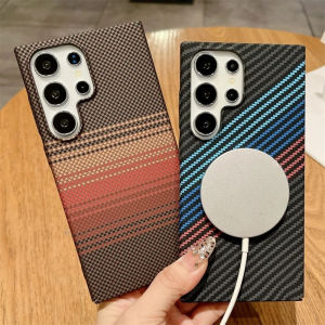 other | Ultra Thin Magnetic Carbon Fiber Texture Case For Samsung S25 S24 S23 S22 Note10 Plus 20 Ultra For Magsafe Wireless Charge Cover