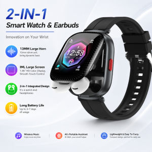 New Smart Watch TWS Headset Two in One 1.85" Screen Wireless Dual Earbuds Call AI Q&A Health Monitor Sport Tracker  Smart Watch