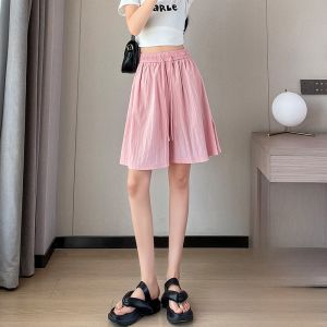 JIANGLU | Váy Quần Lụa Mỏng Cỡ Lớn Cho Nữ Mùa Hè Quần Ống Rộng Năm Phút Thường Ngày A-Line Váy Quần Thoải Mái Cạp Cao