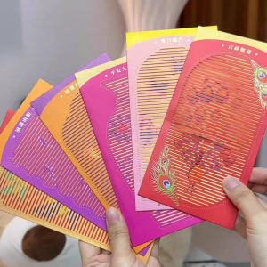 Creative New Year Snake Year Hollow out Pullable Moving Effect Lucky Money Envelope Red Packets Chinese Wedding Celebration