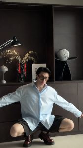 Áo Sơ Mi Nam Tay Dài Kiểu Dáng Regular - LOVE Regular Shirt - Màu Xanh (Light Blue)