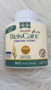 ReisCare Forever Young ไร้ซแคร์ ขนาด15กรัม แป้งผลิตจากข้าวเจ้า กลิ่นหอมสดชื่น ลดผิวอับชื้น ผดผื่น (1ขวด)