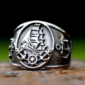 2023 Mens 316L stainless steel Viking biker ships anchor Ring For Men fashion Chic Fancy Halloween Jewelry free shipping
