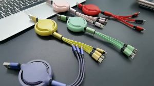Cable.No1 การจัดส่งในประเทศไทย เดิมหด 3 in 1 สายชาร์จอย่างรวดเร็ว สำหรับ Android/Type C และ Retractable Charging Cable Fast Charger