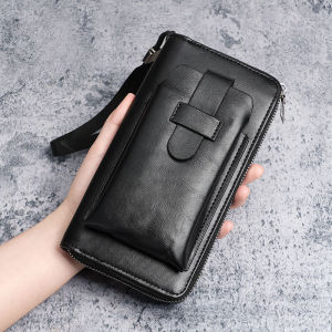 IELGY Mens Wallet Long Wallet Multi-card Wallet Two-in-One Business Zipper Multifunctional Mobile Phone Bag