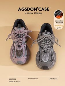 Agsdon l New Fall/Winter Gray Purple Thick Sole Hiking Shoes with Height Increase and Fleece Lining